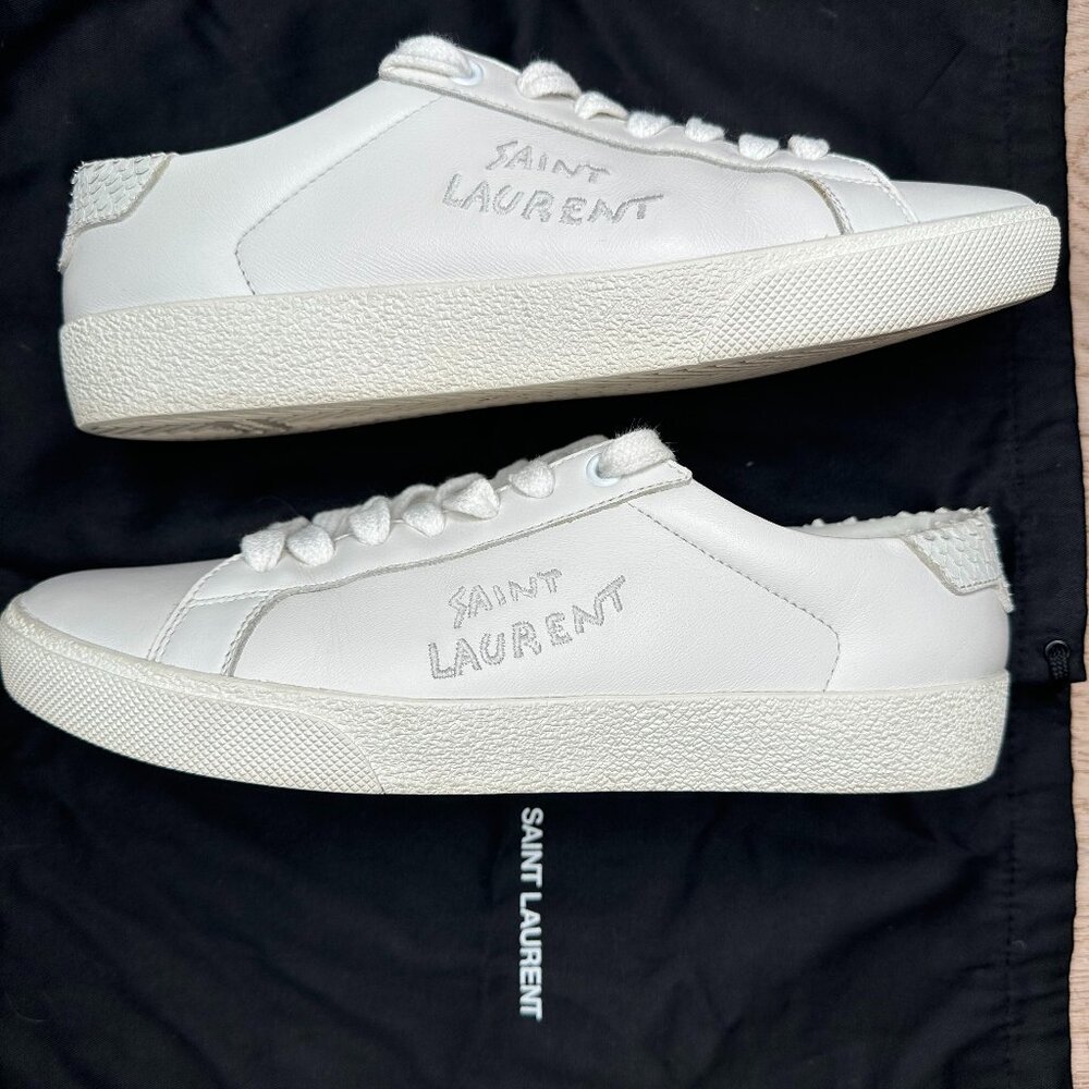 Saint Laurent Court Classic Python Low-Top 'White'| Womens: 38